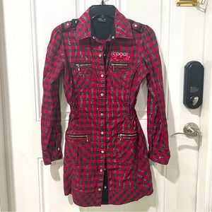 COOGI Red Black Plaid Shirt Dress